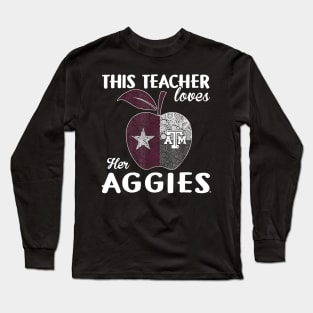 Texas M Aggies This Teacher - Apple T-Shirt - Apparel Long Sleeve T-Shirt